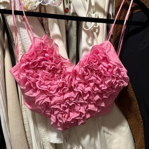 Zara Pink Ruffled Crop Top